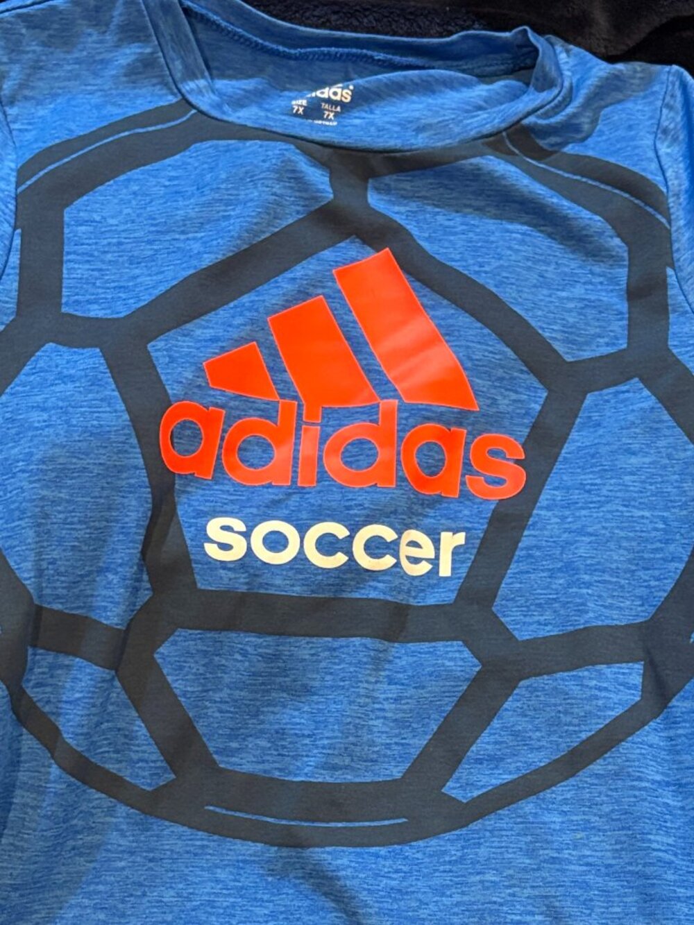 adidas Kids Blue Soccer Graphic Tee Size 7X